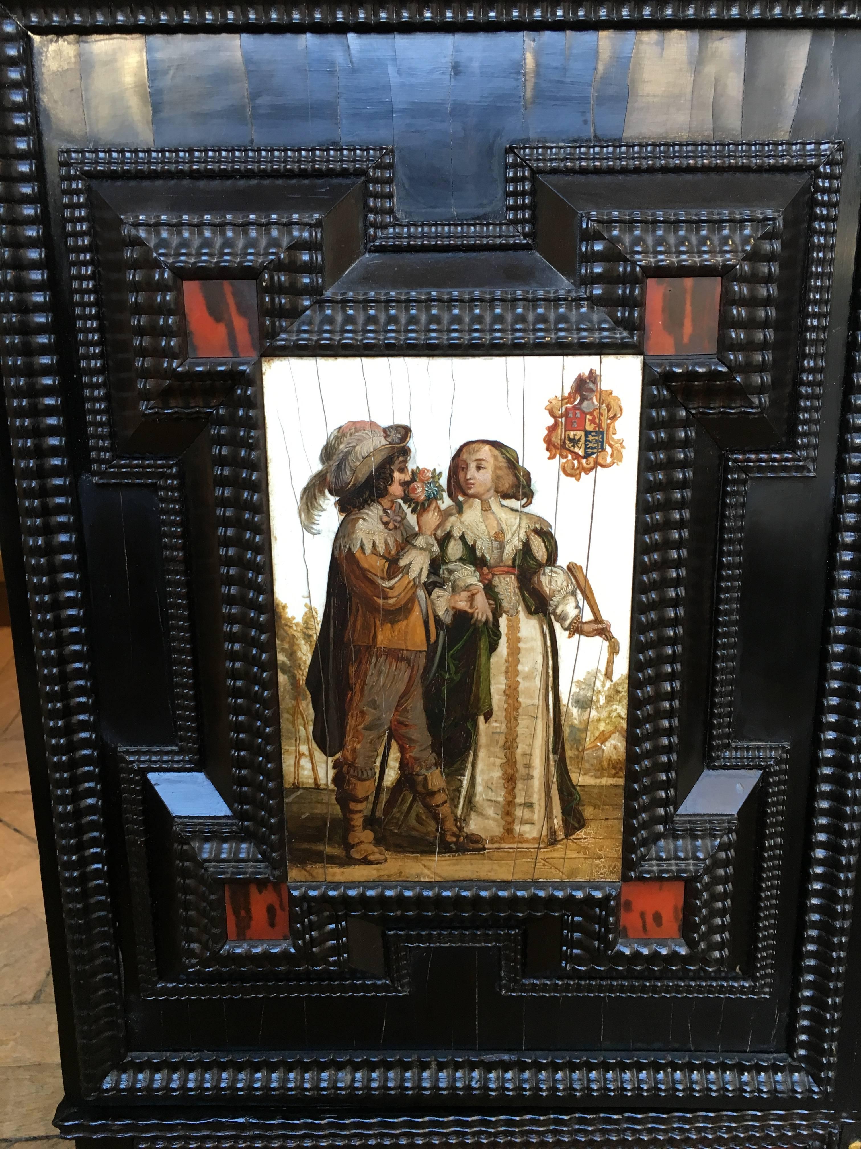 Ebony 17th Century Rare Flemish Cabinet For Sale