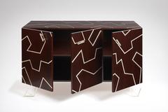 Zanzibar Sideboard. Wenge wood. White gold leaves.  Garouste and Bonetti.