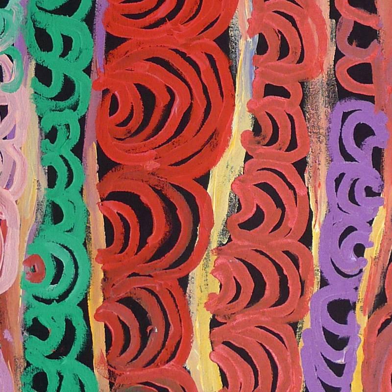 Painted Brightly Colored Australian Aboriginal Acrylic Painting on Canvas