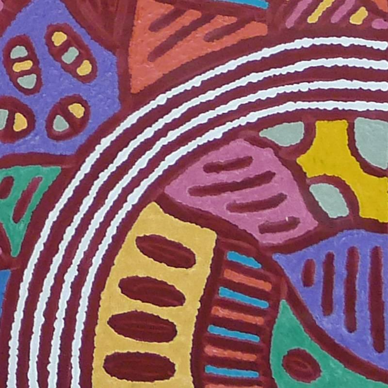 Tribal Multicoloured Australian Aboriginal Painting with Bold Graphic Lines