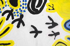 Bright Blue and Yellow Aboriginal Painting by Lily Hargraves