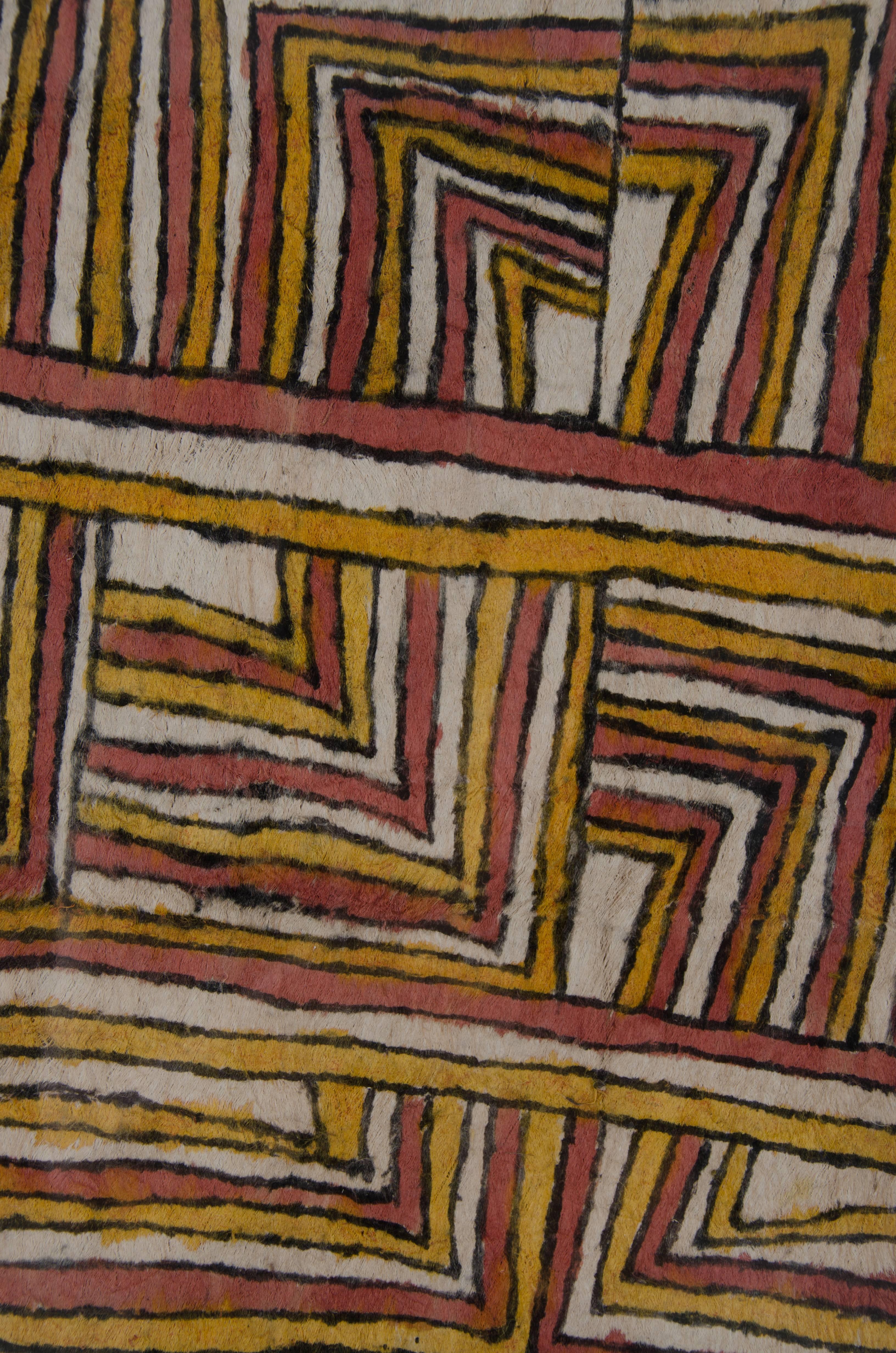 Contemporary 'Leaves of the Bamboo' by Brenda Kesi, Papua New Guinea Bark Cloth Painting For Sale