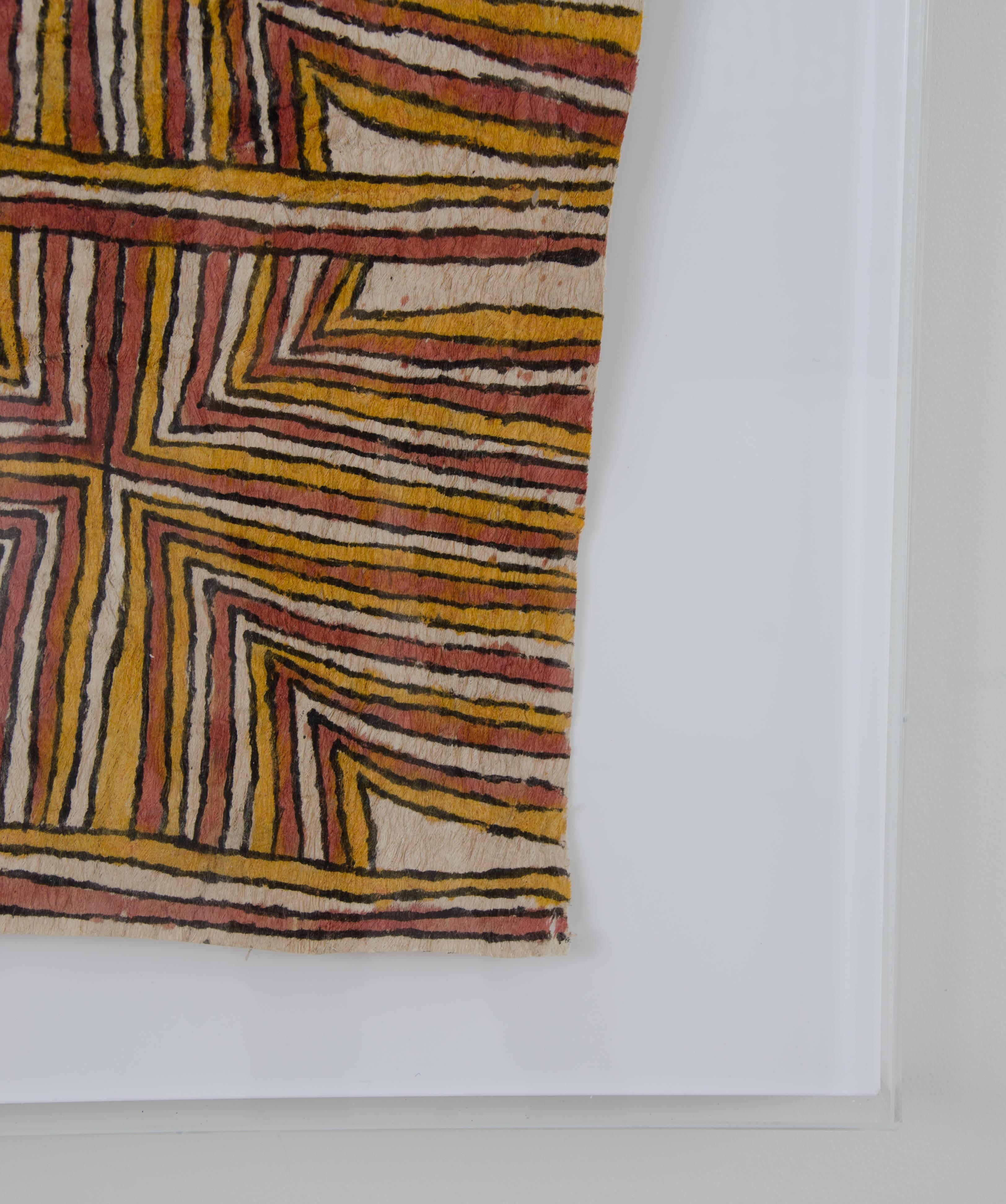 Papua New Guinean 'Leaves of the Bamboo' by Brenda Kesi, Papua New Guinea Bark Cloth Painting For Sale