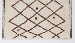 Contemporary Bespoke Moroccan-Style Hand-Knotted Wool Rug in Ivory and Brown