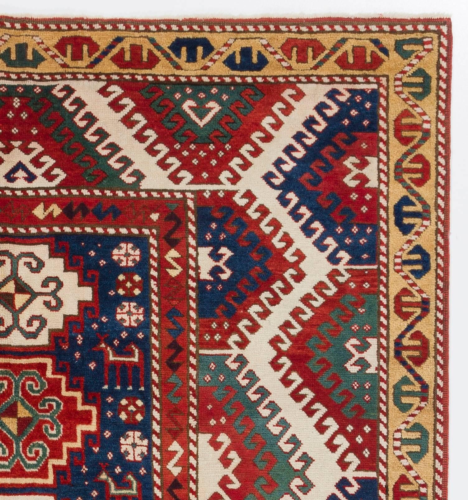 Remarkable antique Caucasian Bordjalou Kazak rug.