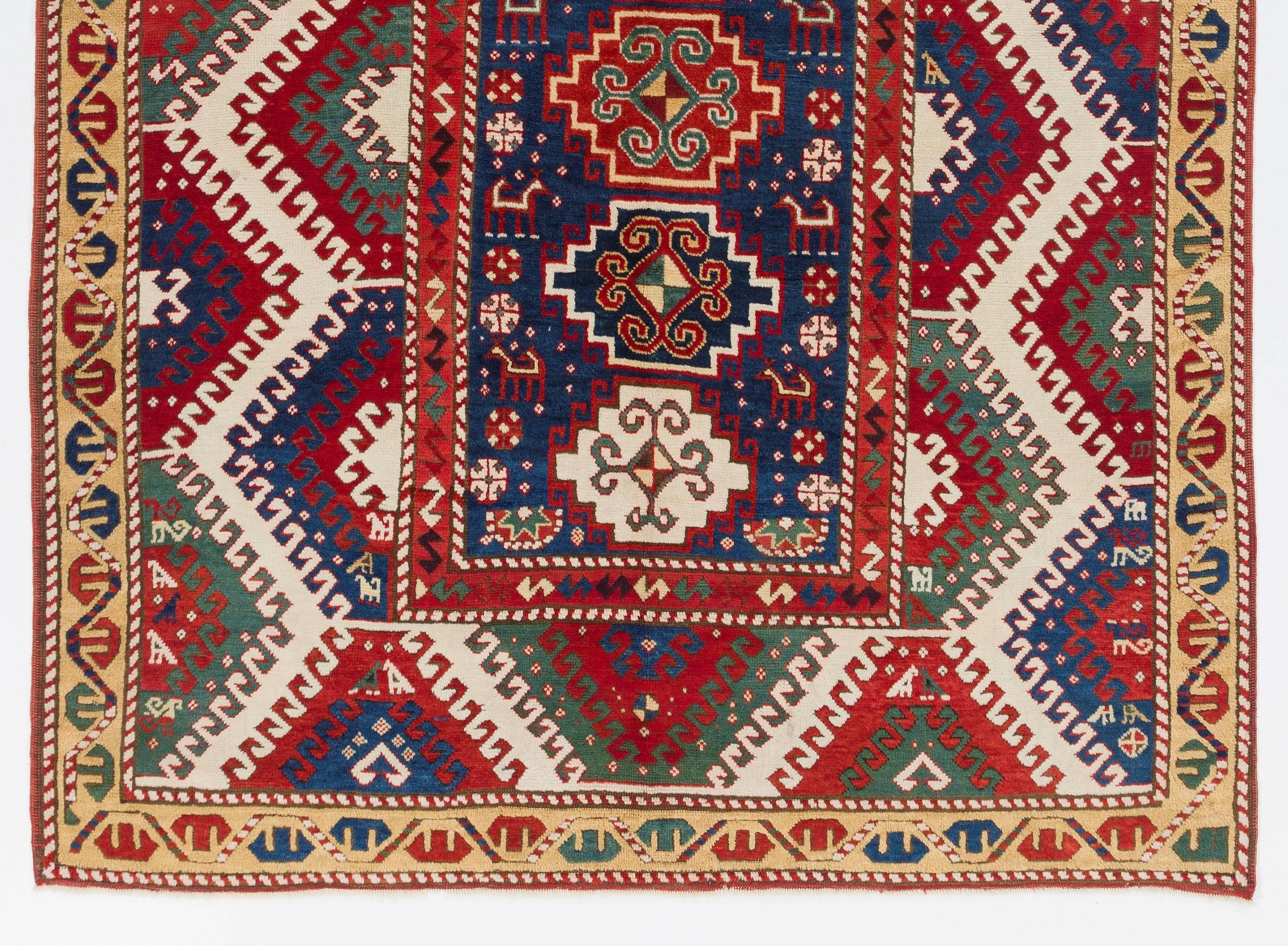 Wool Remarkable Antique Caucasian Bordjalou Kazak Rug