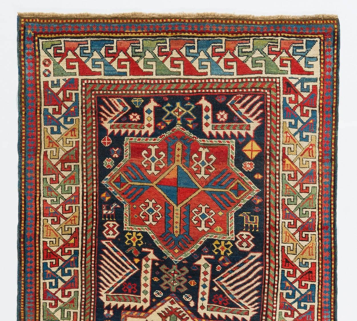 Hand-Knotted Antique Caucasian Shirvan Akstafa Rug