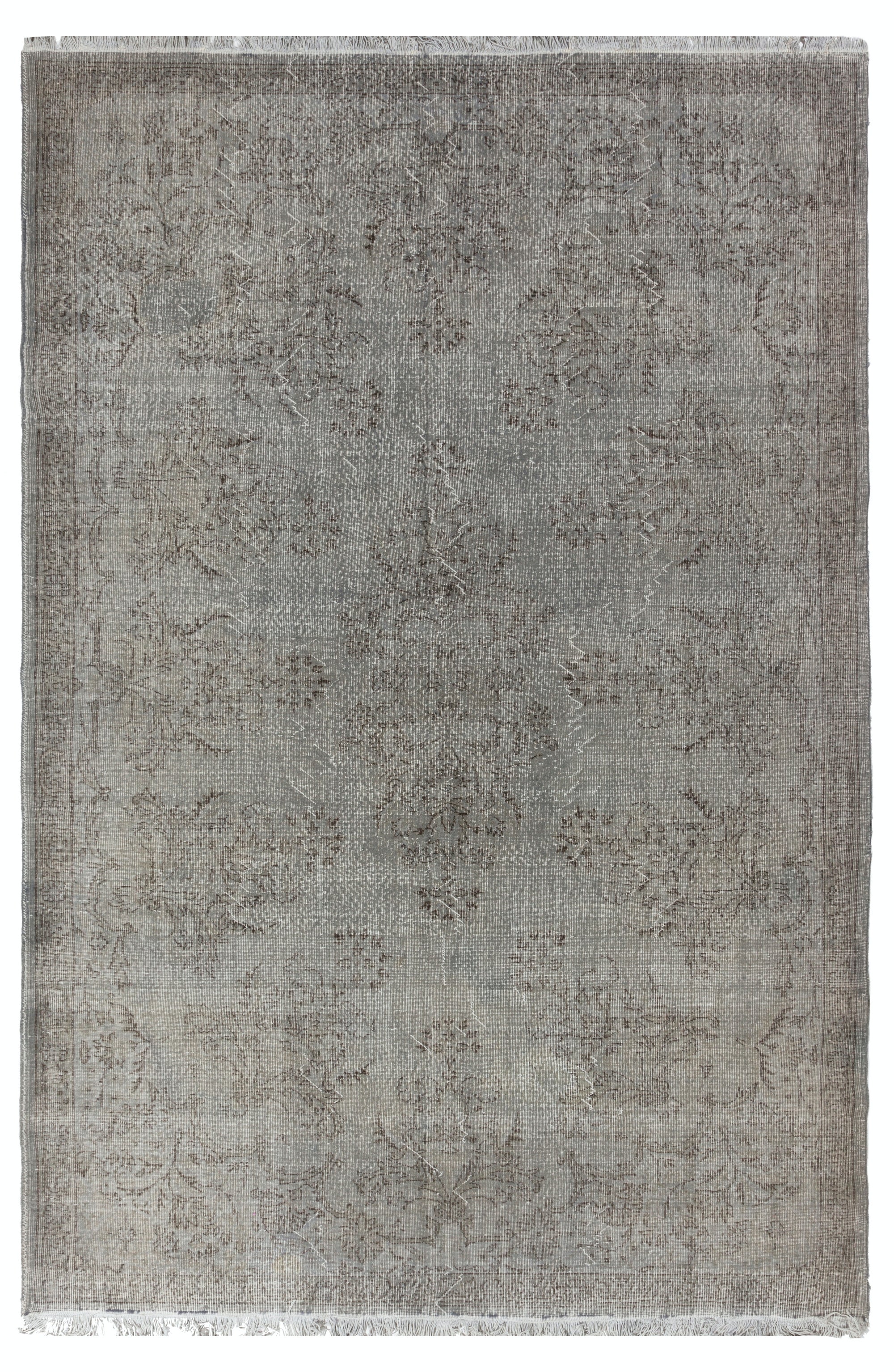 7.6x11.4 Ft Vintage Turkish Area Rug ReDyed in Gray for Contemporary Interiors For Sale