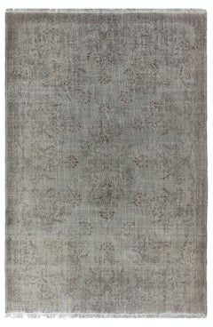 7.6x11.4 Ft Vintage Turkish Area Rug ReDyed in Gray for Contemporary Interiors