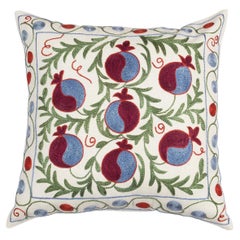 Silk Hand Embroidery Suzani Cushion Cover, Decorative Uzbek Lace Pillow