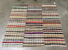 6.3x6.4 Ft Colorful Vintage Handwoven Cotton Rag Rug, Flat-weave Kilim
