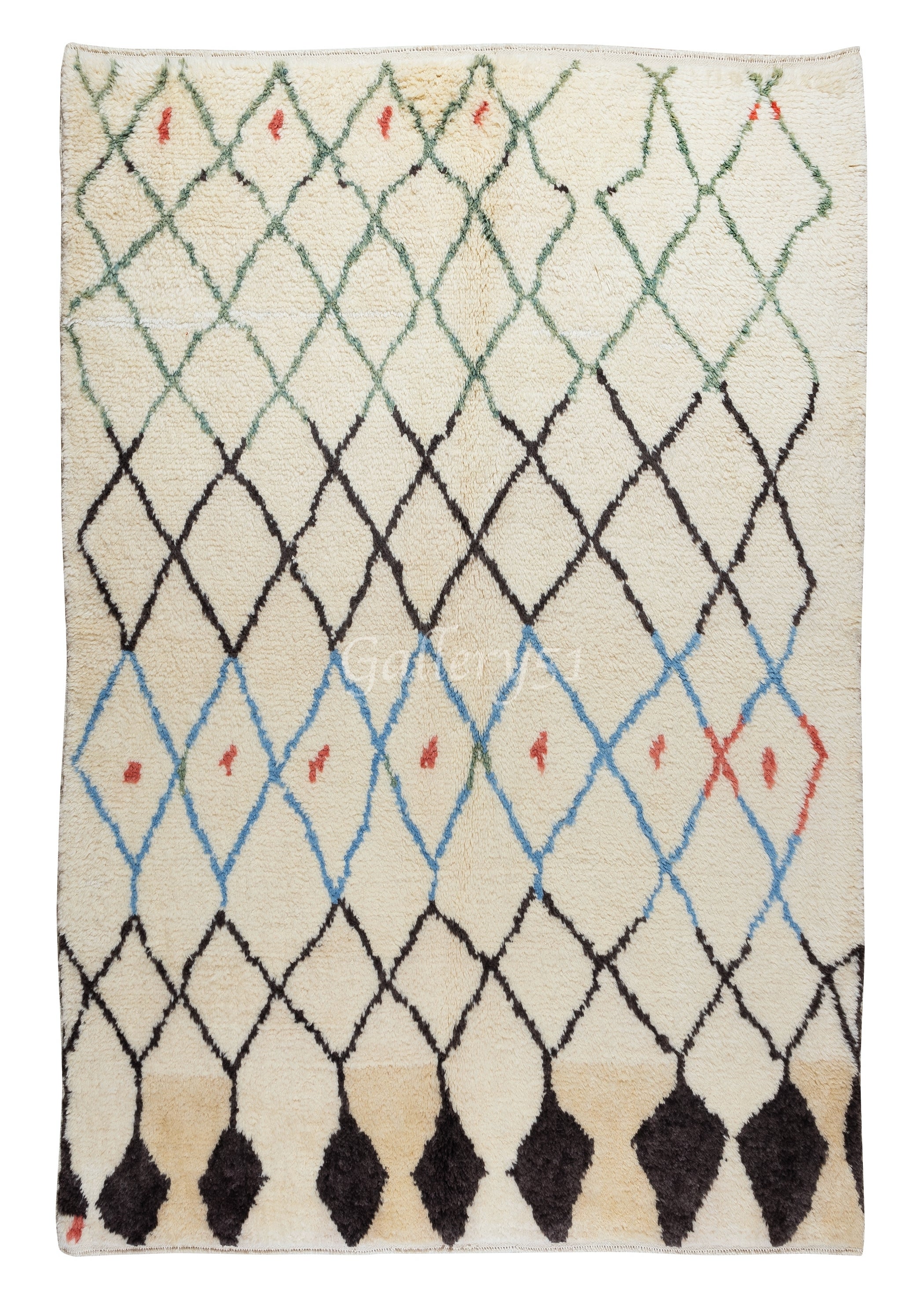 Maßgefertigter Beni Ourain-Teppich, moderner handgeknüpfter marokkanischer Teppich aus organischer Wolle im Angebot