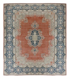10x12.7 Ft Rare Size 1940s Turkish Rug. Fine Vintage Oriental Carpet