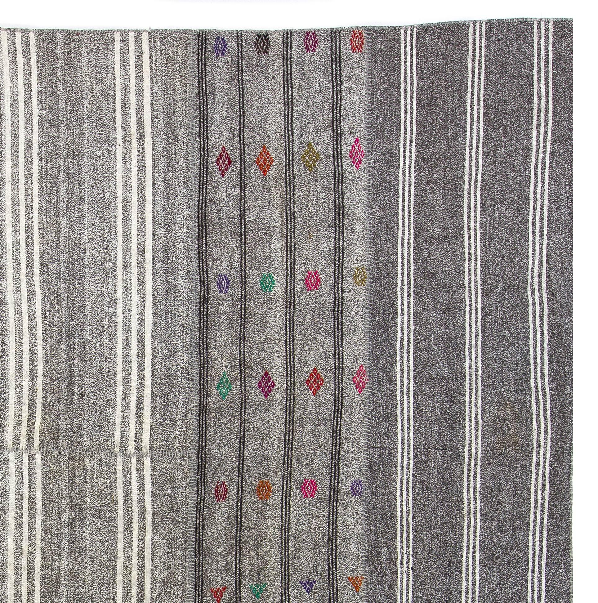 Turkish Vintage Nomadic Kilim Flat-Weave Rug