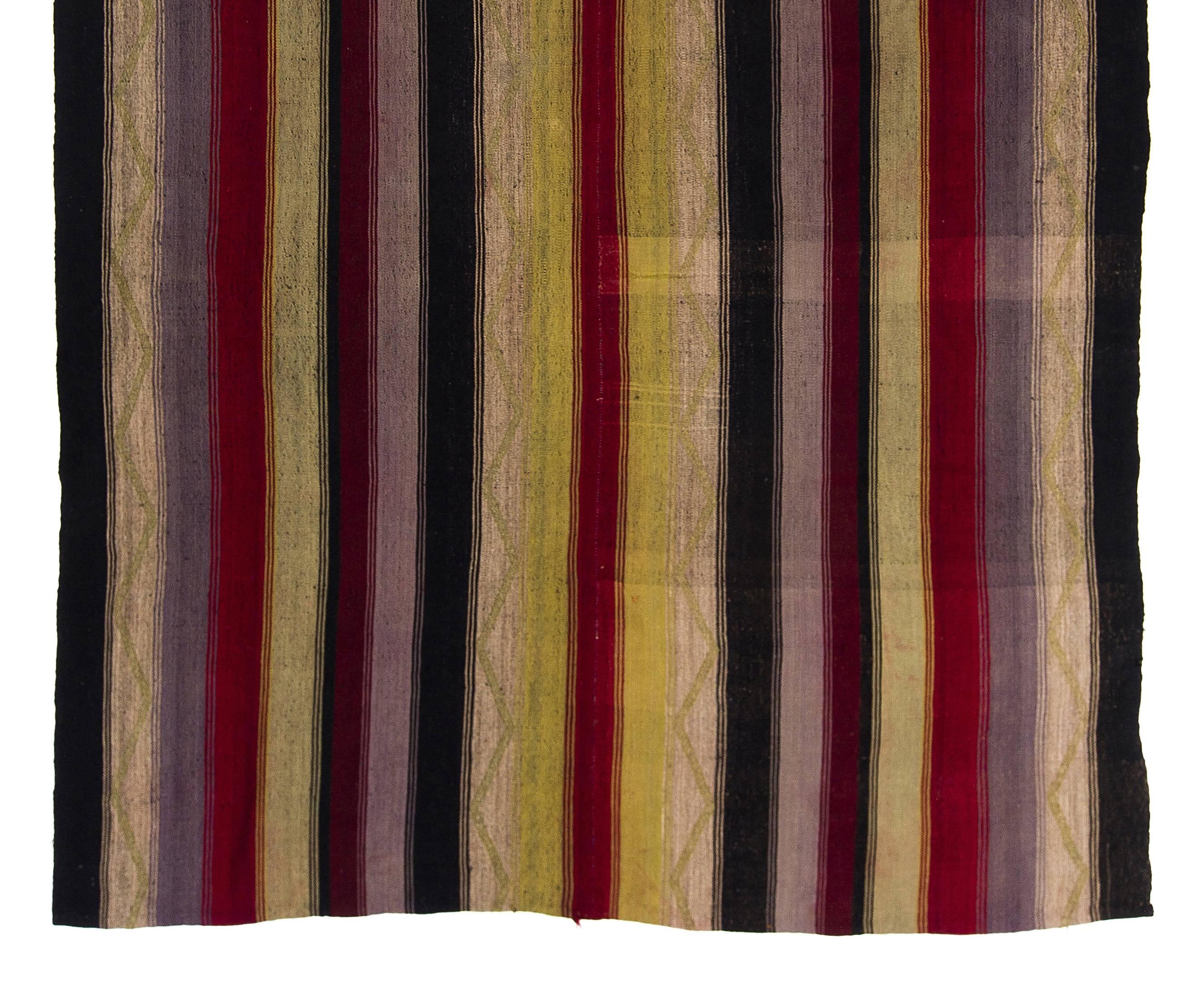 Banded Vintage Turkish Kilim In Good Condition In Philadelphia, PA