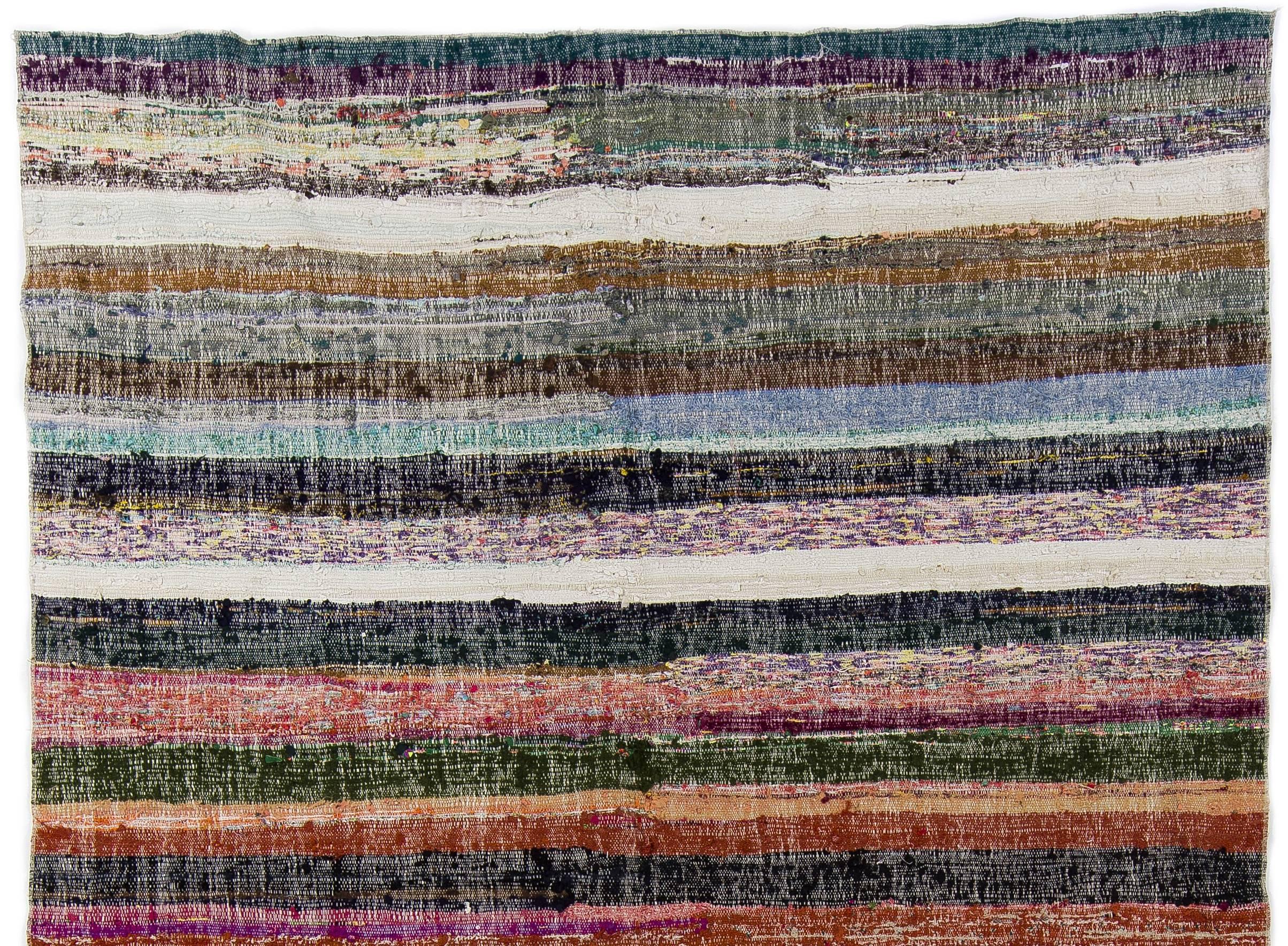 Hand-Woven Colorful Turkish Cotton Rag Rug