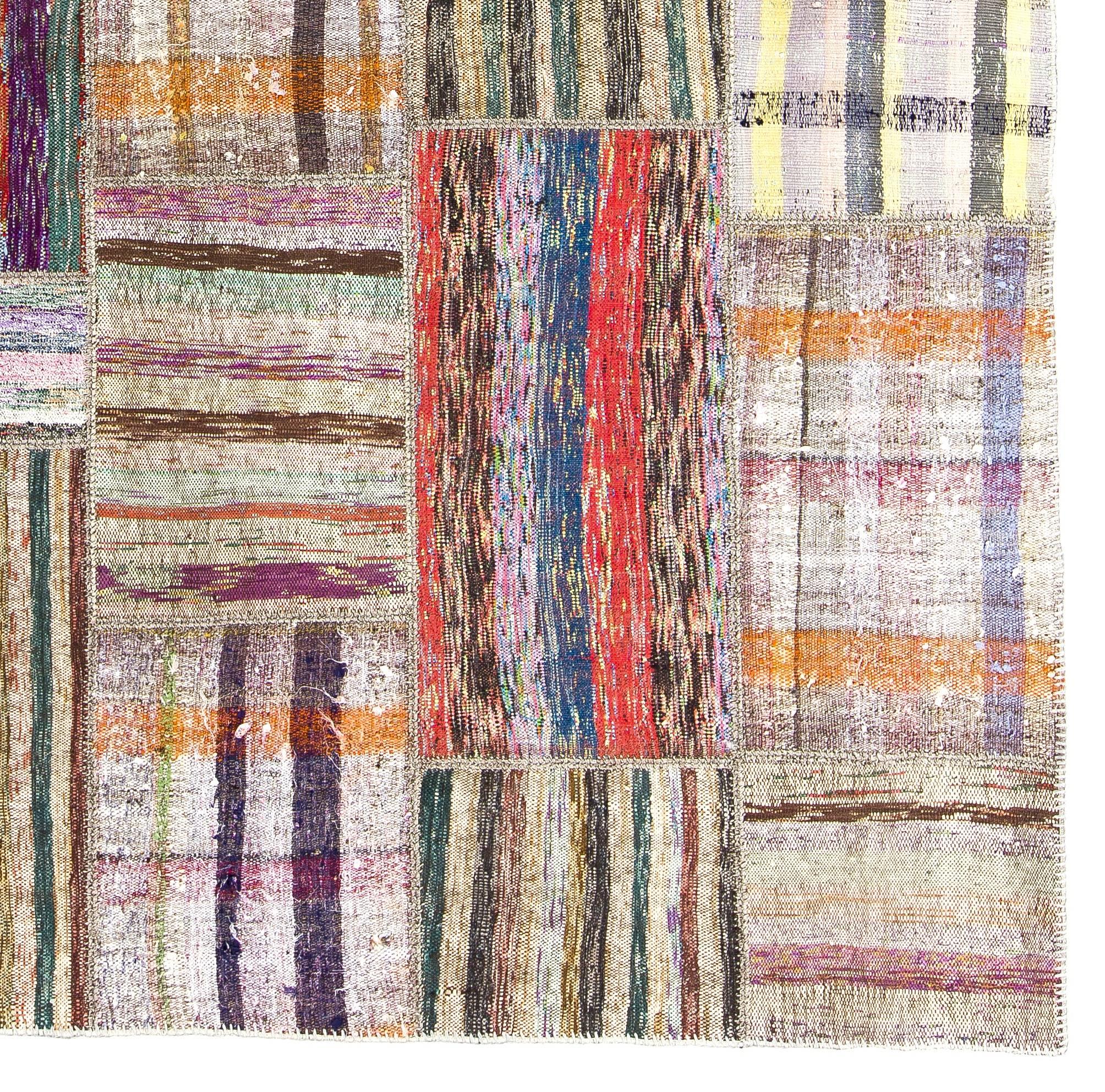 Hand-Woven Colorful Cotton Turkish Rag Rug