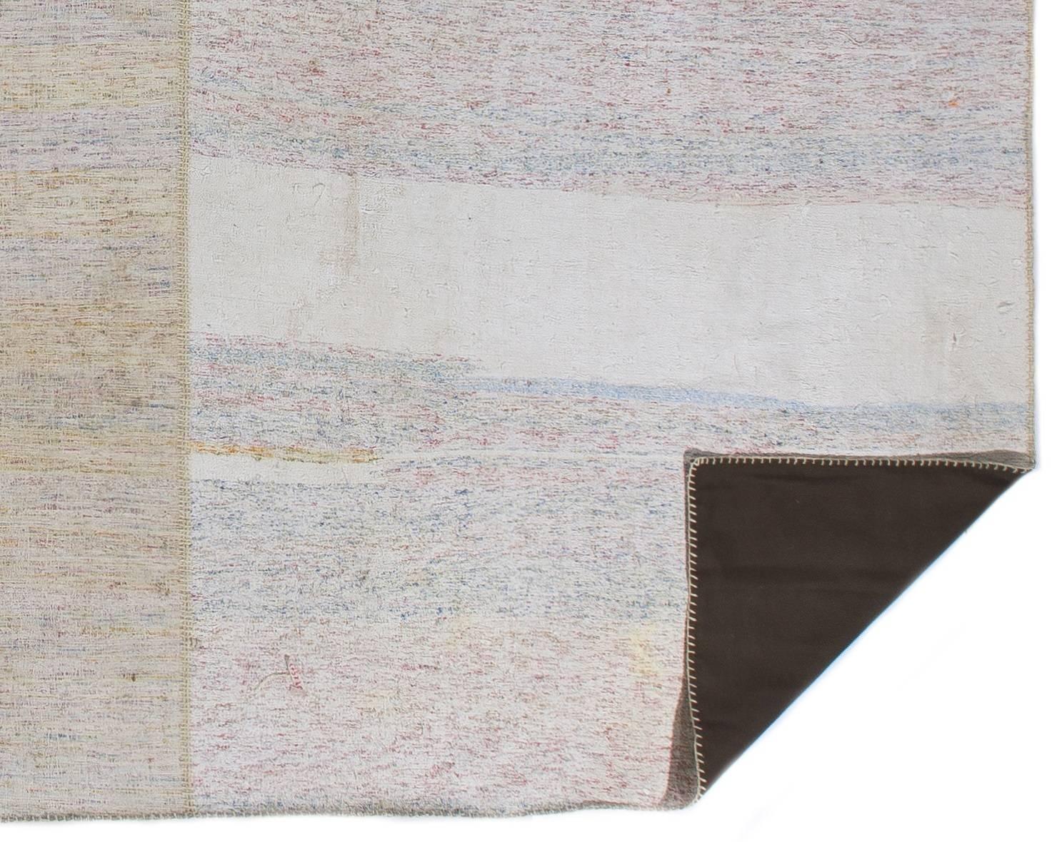 Turkish Large Cotton Anatolian Kilim in Pastel Colors