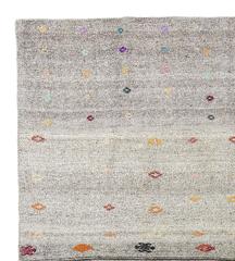 Striped Anatolian Kilim with Colorful Embroidery
