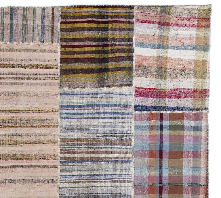 Eclectic Vintage Rag Rug, Flatweave Kilim For Sale at 1stdibs