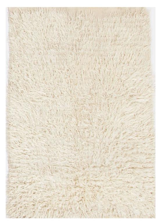 Solid Ivory Mohair Wool "Tulu" Rug For Sale at 1stdibs