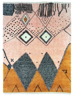 9x12 Ft Modern Colorful Moroccan Berber Beni Ourain design Tulu Rug. 100% Wool