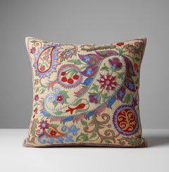 19 "x19" Funda de almohada 100% seda. Cojín Bordado. Almohada de encaje hecha a mano