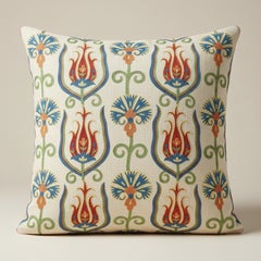 20"x19" Embroidered All Silk Cushion Cover. Traditional Uzbek Accent Pillow