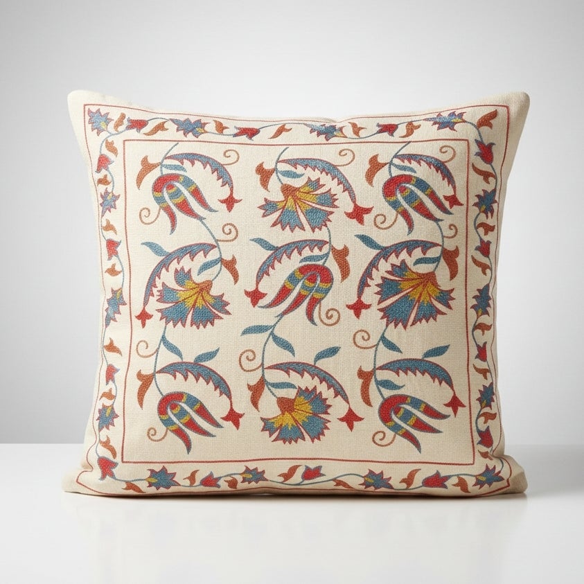 20"x20" 100% Seide bestickte Kissenbezug. Bunter handgefertigter Kissenbezug