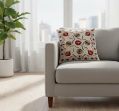 20"x20" 100% Silk Embroidered Pillow Cover. New Cushion Cover. Accent Pillow