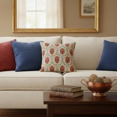 19"x19" 100% Silk Cushion Cover. Embroidered Pillowcase. Traditional Lace Pillow