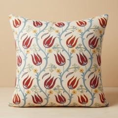 19"x19" 100% Silk Cushion Cover. Embroidered Pillowcase. Traditional Lace Pillow