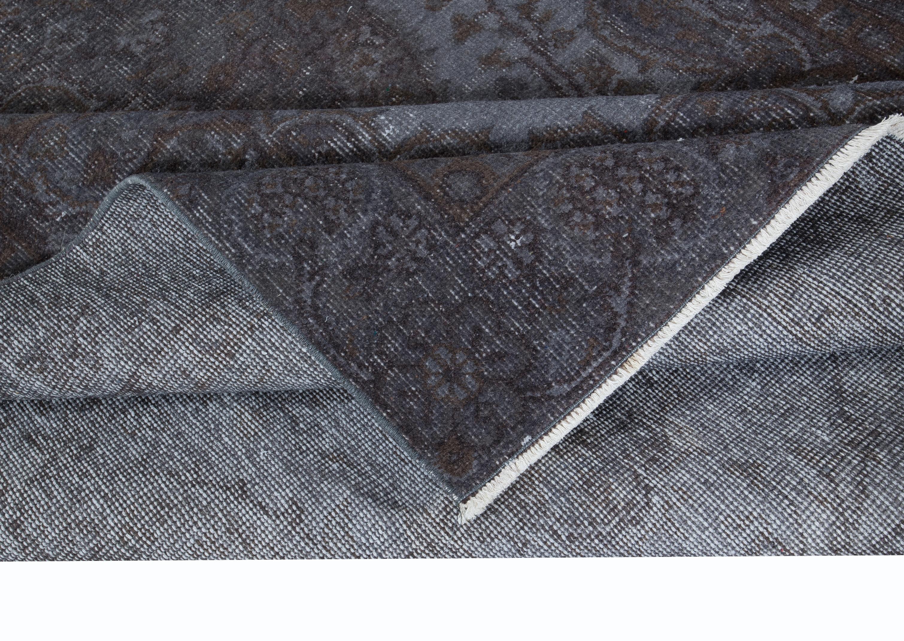 Moderner 5,4x8.7 Ft grauer Teppich in Zimmergröße, handgefertigter Wohnzimmerteppich (Türkisch) im Angebot