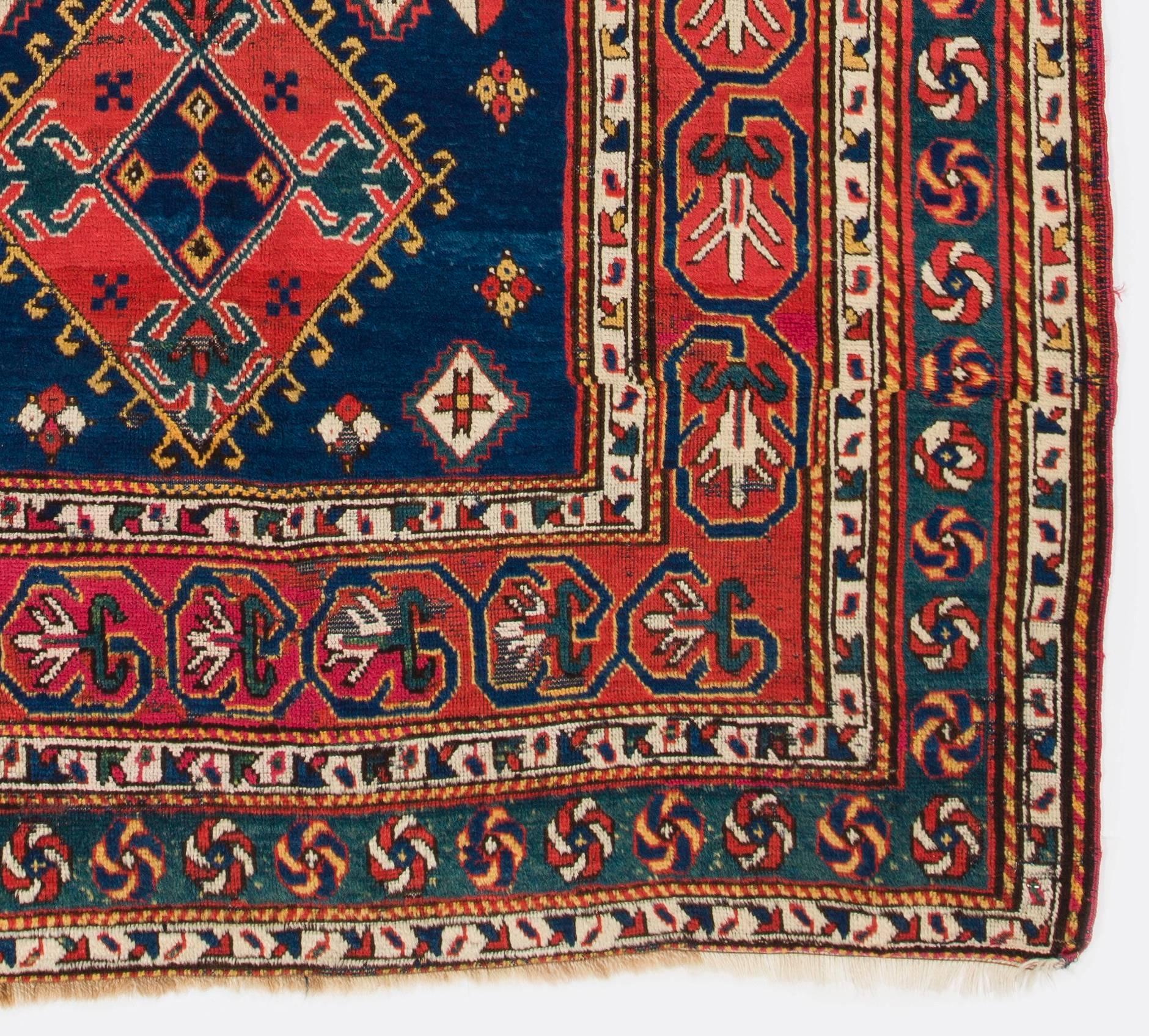 Outstanding Antique Caucasian Kazak Rug In Good Condition In Philadelphia, PA