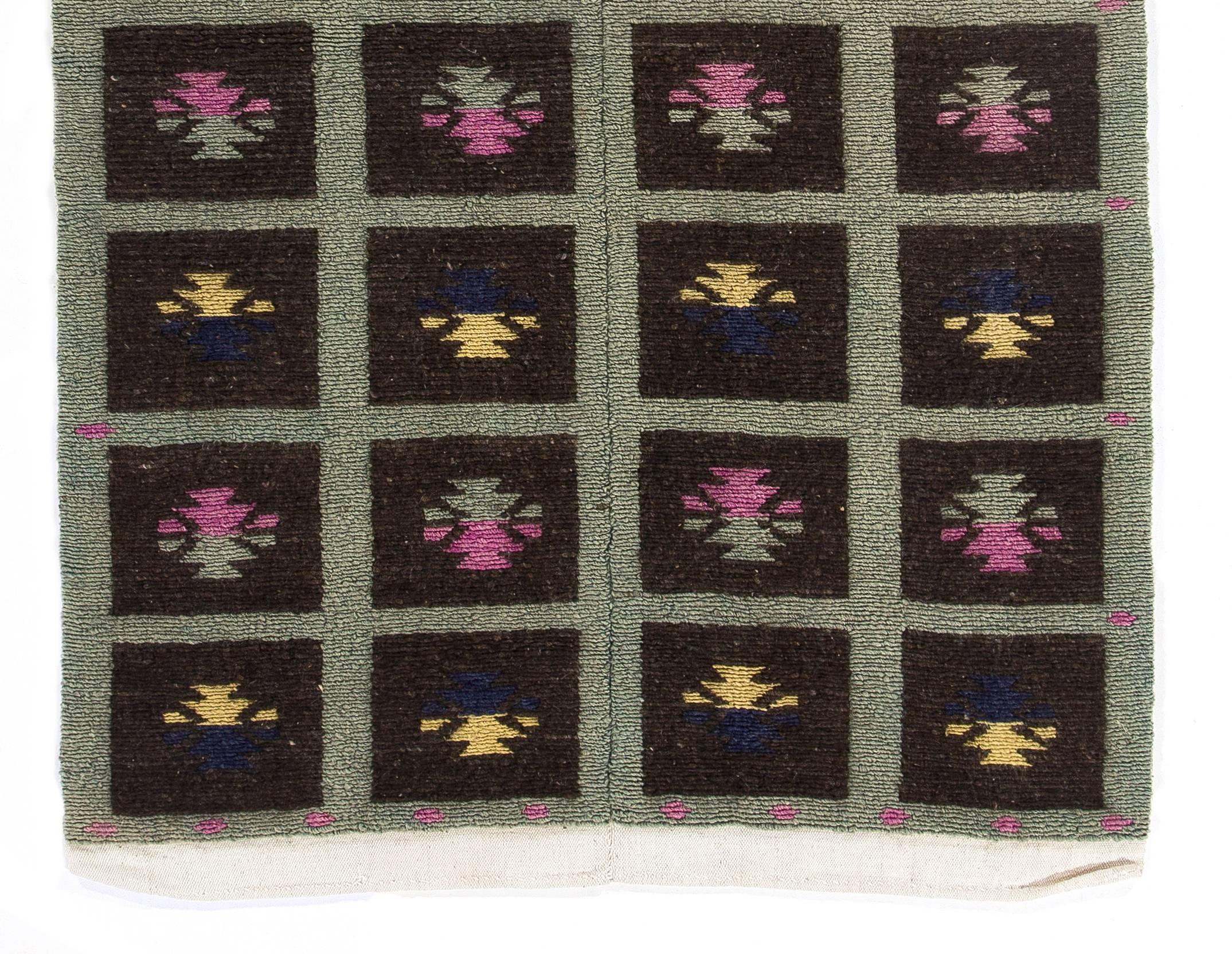 Hand-Knotted 3.6 x 5.1 Ft Vintage Tulu Rug. Soft Wool Pile. One of a Kind.  For Sale