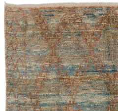 Contemporary Moroccan Wool Rug – Blue & Rust Tribal Geometric Design, CUSTOM OPT