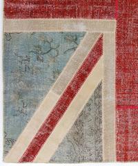 Turkish Handmade Patchwork Rug – Union Jack Design in Overdyed Vintage Carpets