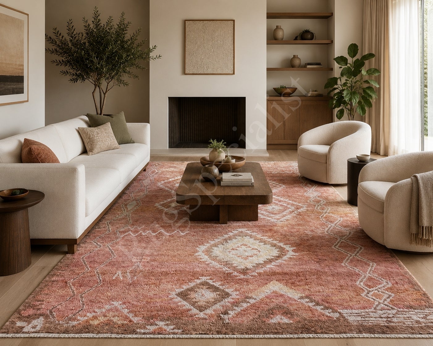 9x11.3 Ft Hand Knotted Moroccan Design Rug, 100% Wool, Custom Options Available For Sale