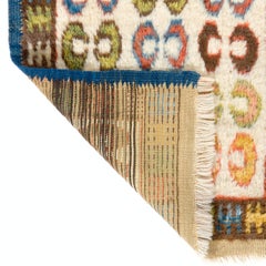 Alfombra turca «Tulu» vintage, tejida a mano, única en su género, de 26x32 pulgadas, con motivos coloridos