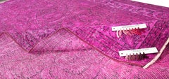 5.3x8.6 Ft Vintage Handmade Turkish Wool Rug – Handknotted Fuchsia Pink Area Rug