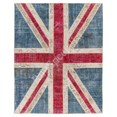 Tappeto patchwork con motivo Union Jack (bandiera britannica), 8x10 piedi, tappeto vintage fatto a mano