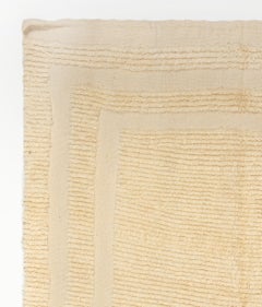 3.5x4 Ft Vintage Turkish Beige Rug, 100% Natural Wool, Custom Options Available