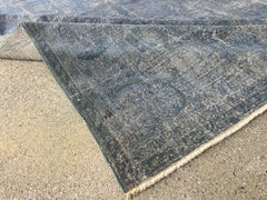 10x13 Ft Vintage Hand-knotted Turkish Large Area Rug Overdyed in Light Blue