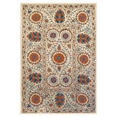 3.5x5 ft Silk Embroidered Wall Hanging. Suzani Bed Cover. Traditional Tablecloth