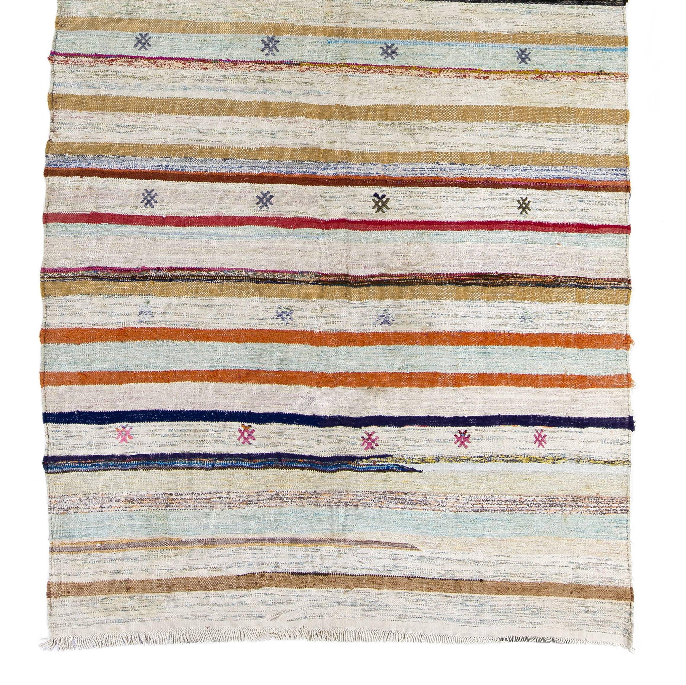 A simple yet beautiful cotton rug handwoven by the nomadic tribes in South Central Turkey. Very good condition, sturdy and clean.