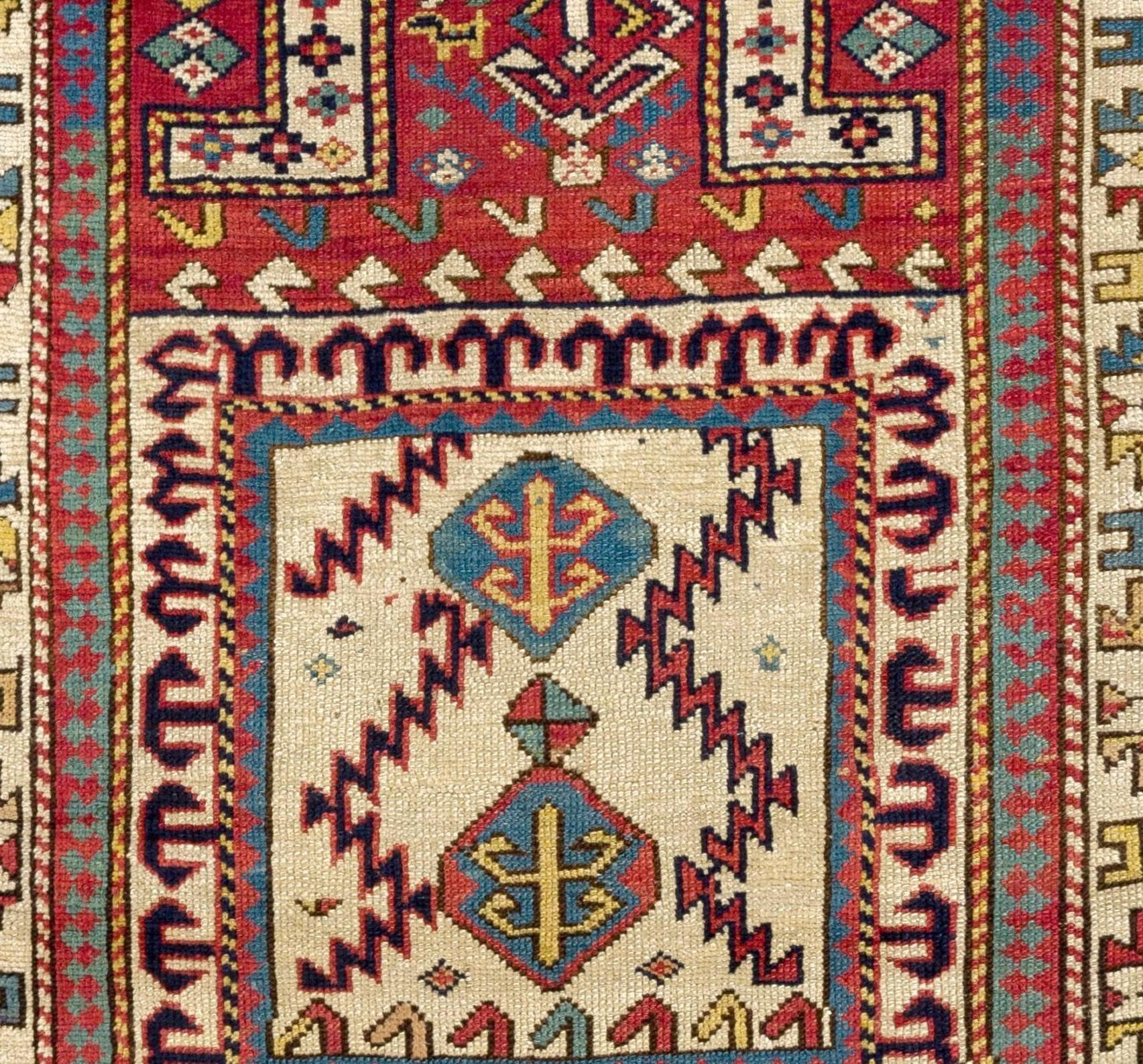 Antique Caucasian Kazak Prayer Rug, One of a Kind, circa 1875 In Good Condition In Philadelphia, PA