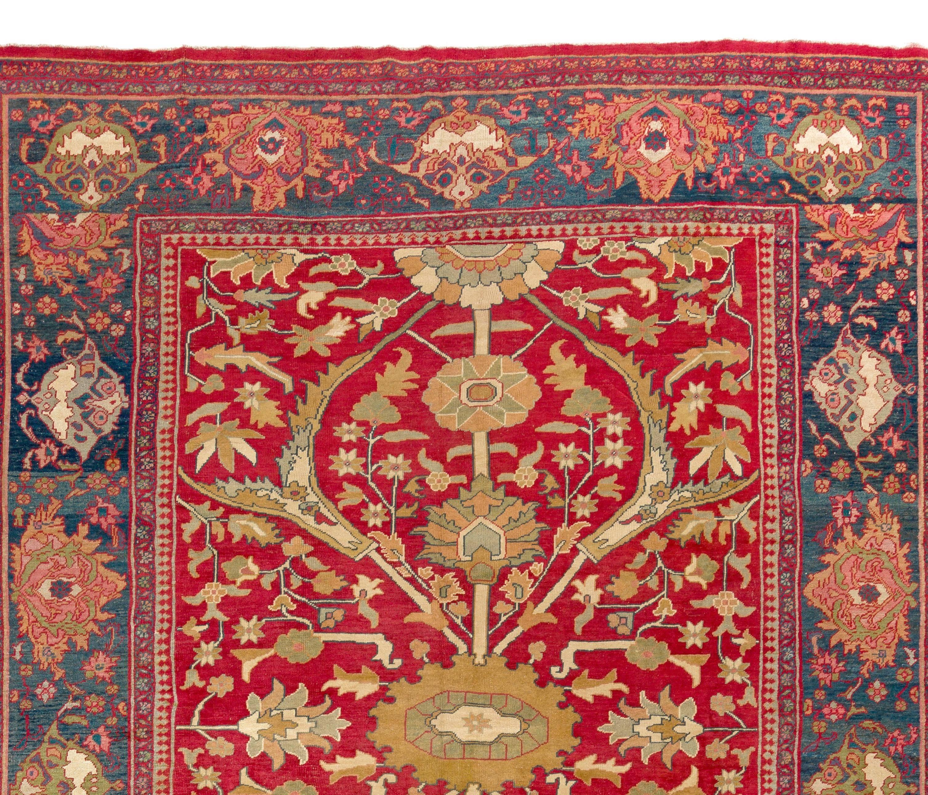 Hand-Knotted Antique Persian Ziegler Mahal Rug