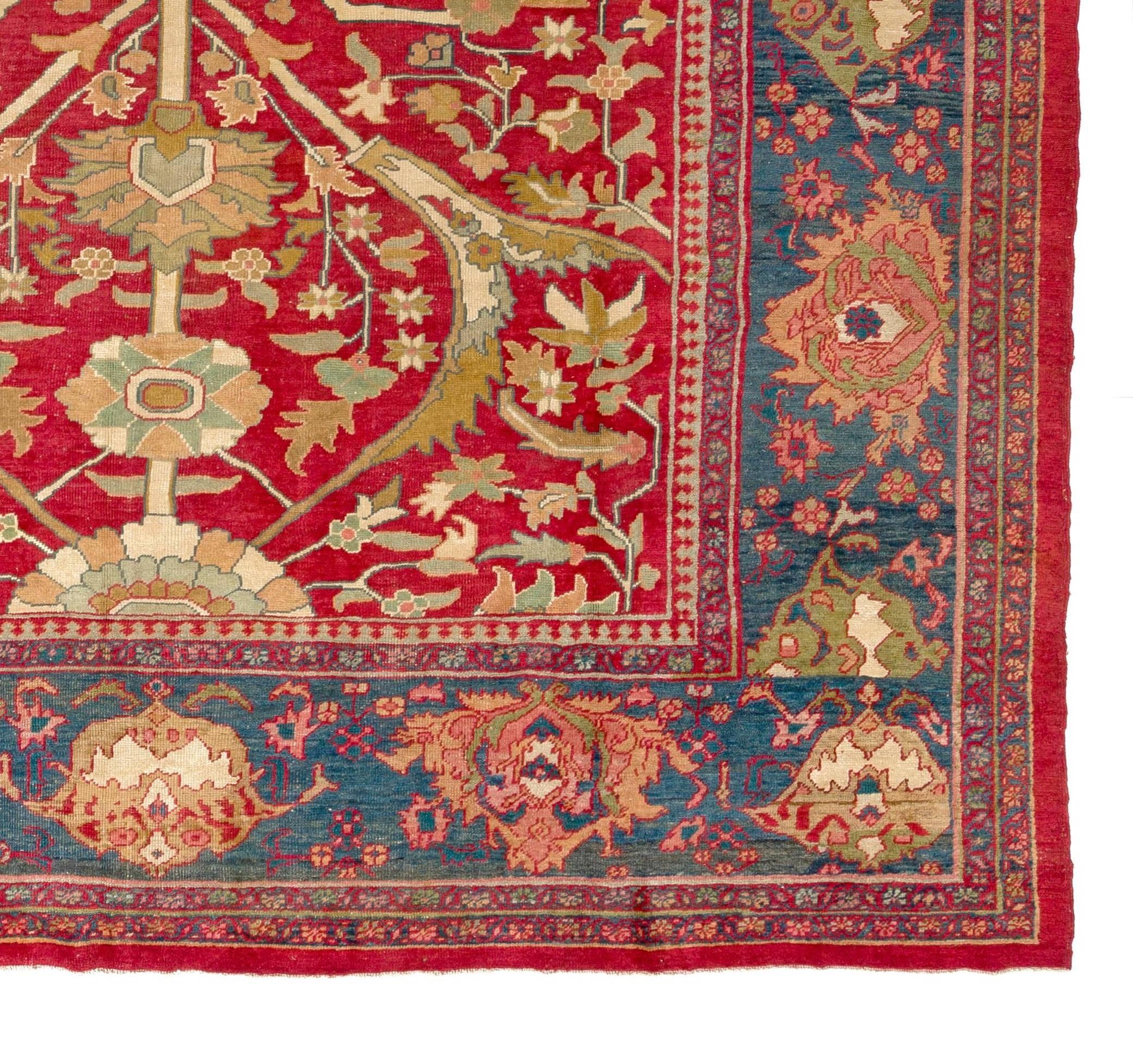 Antique Persian Ziegler Mahal Rug In Good Condition In Philadelphia, PA