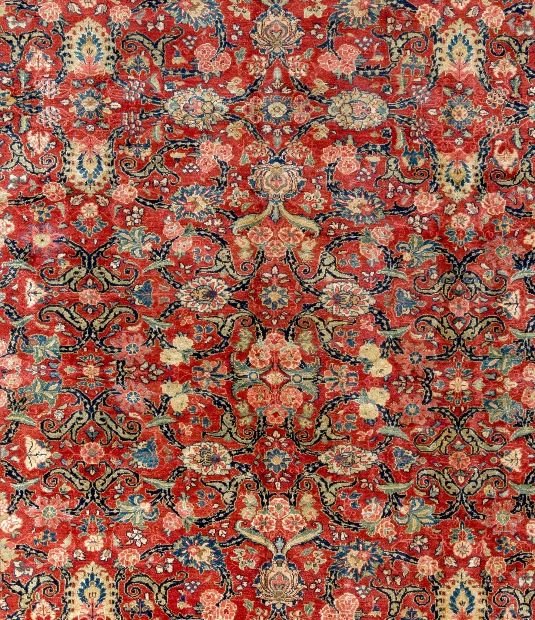 Wool 11 x 18.4 Ft Antique Persian Mahal Carpet, late 19th Century.