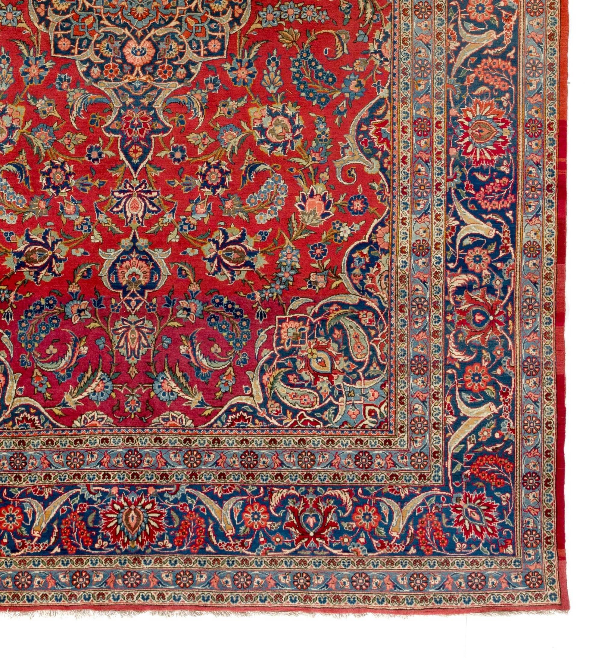 Wool 7.1 x 10.6 Ft Fine Antique Persian Kashan Rug